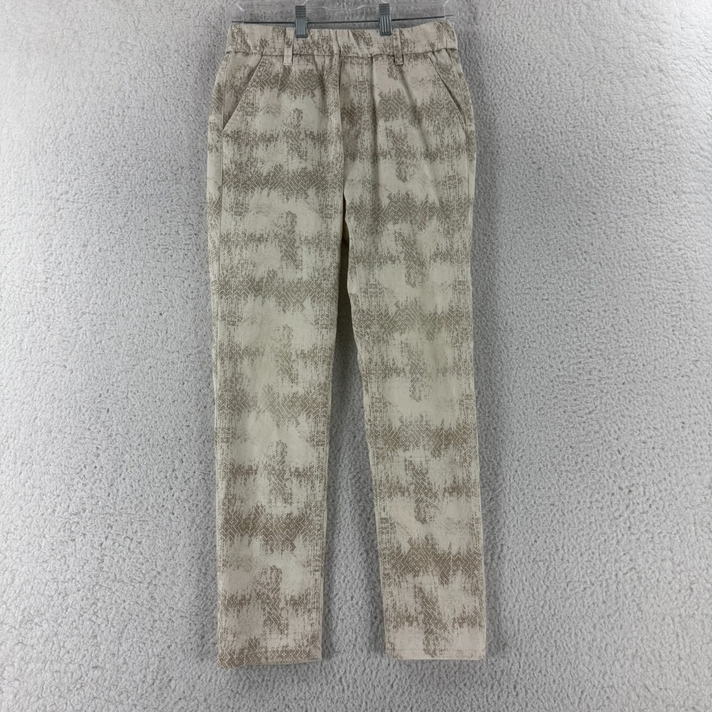 Bevy Flog Dafna Pants Womens Size‎ 26 Gold White Brush Print Pull On Skinny Leg